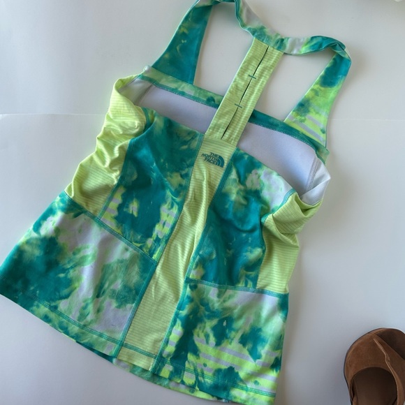 The North Face green tie dye workout tank performance yoga vaporwick - Picture 9 of 10